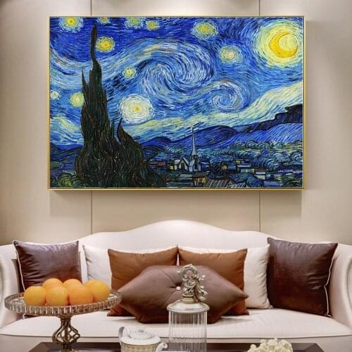 1Pcs Van Goghs Starry Night Oil Painting Modern Wall Art Canvas Decorative Painting Living Room Home Decoration No Frame