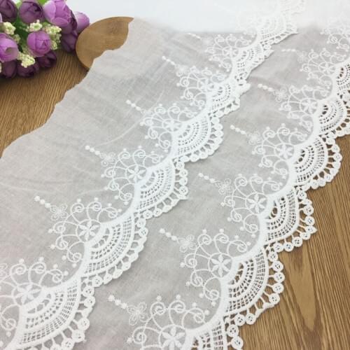 Beautiful Cotton Cloth Embroidery Lace Trim Double Layer Lace Fabric Width 22cm 5Yds/lot