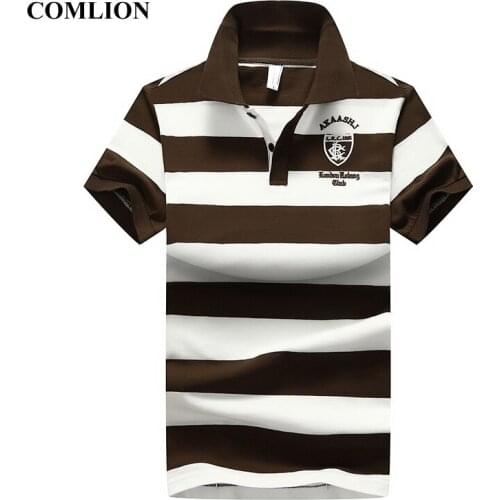 COMLION New Polo Shirt Men Cotton Striped Summer Polo Shirts Short Sleeve Poloshirts Mens Casual Business High Quality Clothing