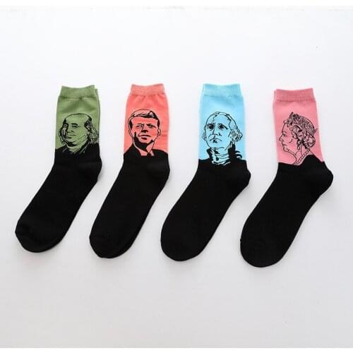 3D retro painting art male socks interesting and novel retro socks hot personality male figure portrait tube socks