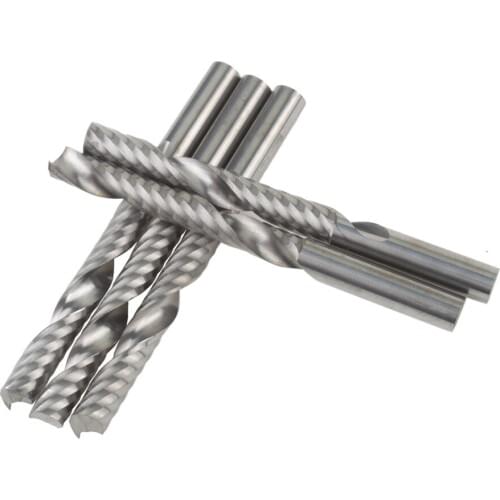 5pcs 6x42mm Single Flute Bit Carbide End Mill Set, CNC Router End Mills for Wood Cutter Milling