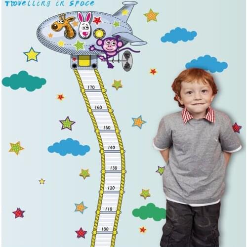 Cartoon Space Flight Height Stickers Bedroom Living Room Decor Childrens Kindergarten Background Decorative Wall Stickers