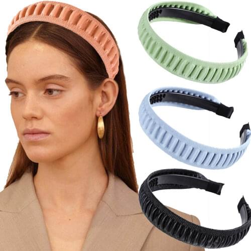 Haimeikang Women Solid Color Hair Hoop Headdress For Girls Fashion Wide Hair Band Headbands Elastic New Bezel Hair Accessories