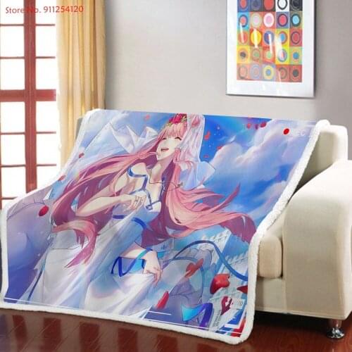 Anime Blanket 150x200cm Sherpa Fleece Plush Throw Blanket on Sofa Couch 3D Cartoon Girls Print Plush Throw Blanket Home Blanket