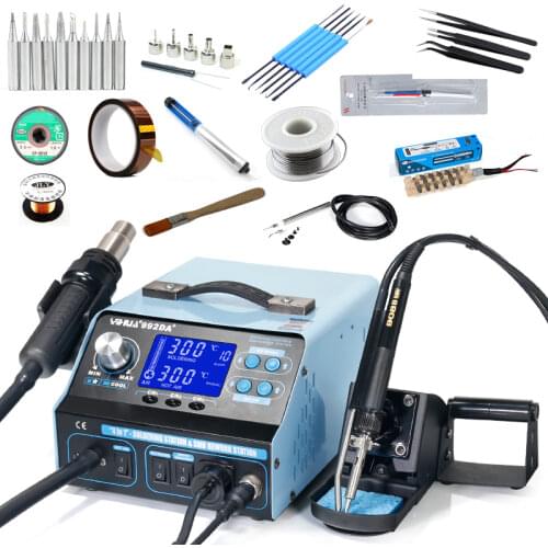 YIHUA 992DA+ 4 In 1 LCD Digital Hot Air Gun Soldering Station + Smoking Electric Soldering Iron BGA Rework Station+ Vacuum Pen