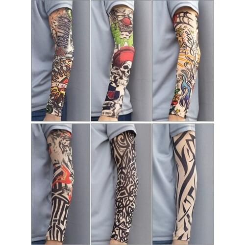 Unisex Cool Tattoos Arm sleeve gloves Barcer Elasticity Cover UV Sun Protection Hand Basketball Golf Cycling Arm Sleeves