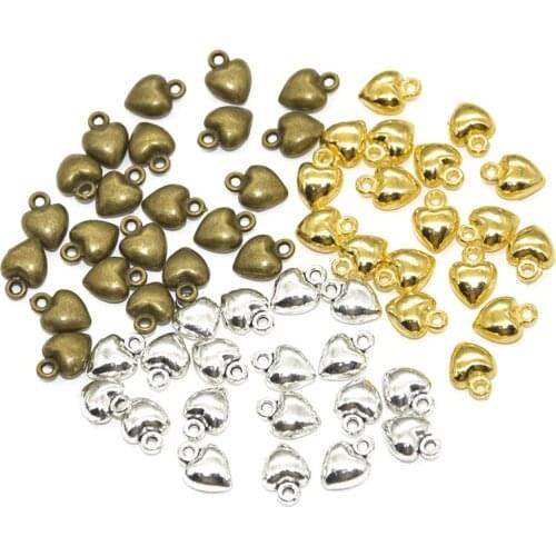 25pcs Wholesale Three Color 3D Heart Charms Zinc Alloy Metal Pendants For DIY Handmade Jewelry Accessories Making 10*7mm
