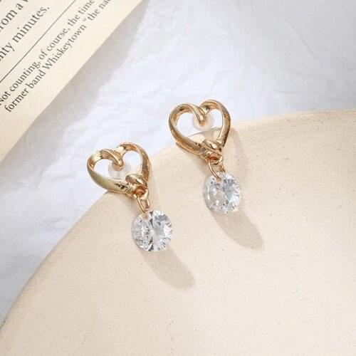 Luxury Heart Zircon Dangle Earrings For Women Girls Elegant Classic Trendy Diamond Earring Wedding Party Fashion Jewelry Gifts