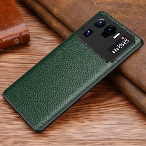 Luxury Litchi Pattern Genuine Leather TPU Bumper Cover for Xiaomi Mi11 Mi 11 Ultra Mi11ultra 6.81 Case Coque Shockproof Shell