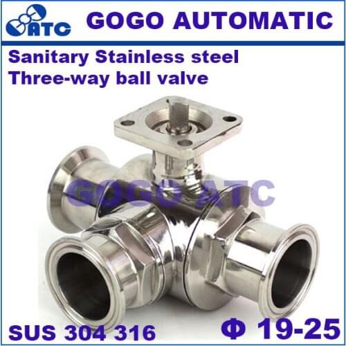 Sanitary Stainless steel 304 316 ball valve O.D 19-25 Fast-mounted clamp type high platform three-way ball valve with bracket