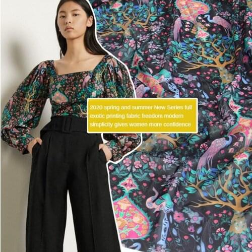 145 * 100CM Exotic Animal Pachira Macrocarpa Pattern Digital Printing Spring and Summer Chiffon Clothing Fabric