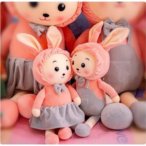 Cute scarf Rabbit plush toys cute couple rabbit doll children girl doll birthday gift