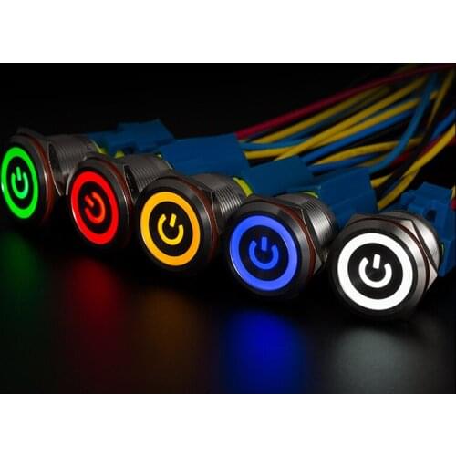 1pcs LED Push Button Switch 16mm Waterproof Metal Self locking Momentary Switch Button Push Switch for Computer PC Power