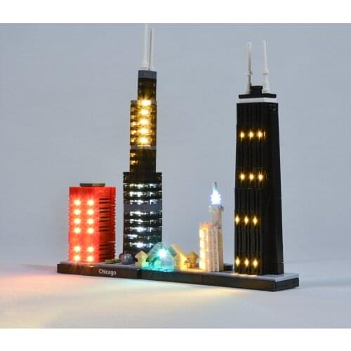 LED Light Kit For 21033 Chicago Skyline Model Architecture Toys Blocks Set Not Contain Blocks Set
