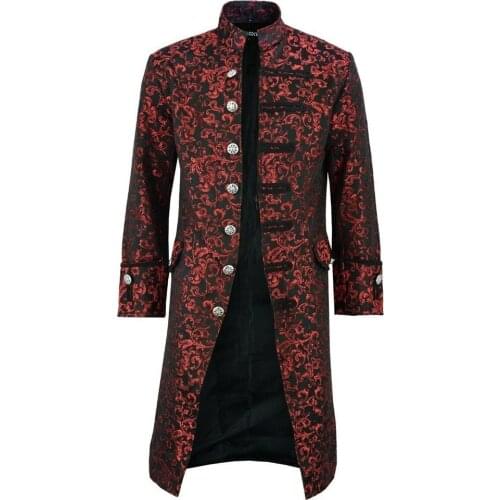Plus Size 5XL Gothic Tunic Men Medieval Elegant Steampunk Vintage Coats Punk Embroidery Long Jackets Male Court Costume#G9