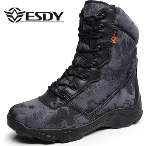 Outdoor Camping Climbing Wearproof Waterproof Tactical Boots Men Training Hunting Desert Jungle Camouflage Breathable High Shoes