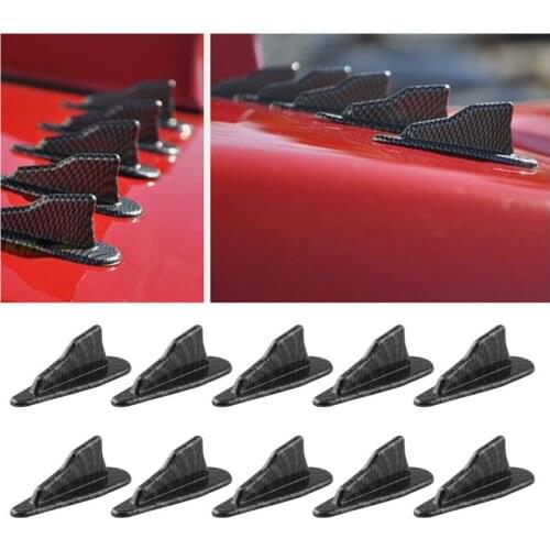 Universal EVO-Style black Carbon Fiber ABS Roof Shark Fins Spoiler Wing Kit Vortex Generator 10pc