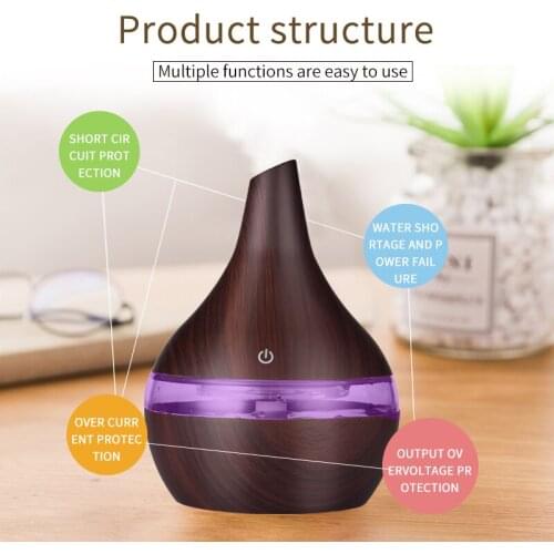Humidifier Electric Aroma Air Diffuser Wood Ultrasonic Air Humidifier Essential Oil Aromatherapy Cool Mist Maker For Home