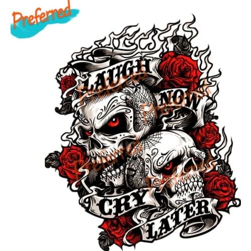 High Quality Decals Exterior Accessories Chikushodo Cool Skull Laugh Now and Cry Later Sticker Decal for Motorcycle PVC