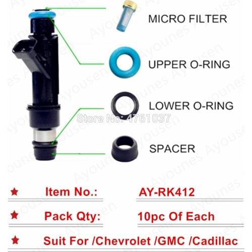 Top Quality 10 sets Free shipping Fuel Injector Repair Kits For G-MC Chevrolet Cadillac 2000-2002 2.2L(AY-RK412)