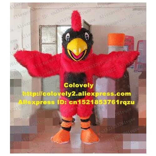 Vivid Red Long Fur Cardinal Linnet Lintwhite Parrot Parakeet Macaw Mascot Costume Cartoon Character Mascotte Adult No.zz2608