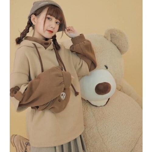 Hoodies Women Autumn Winter Student Fashion Velvet Cute Funny Hooded Casual Loose Pullover Long Sleeve Mujer De Moda Streetwear