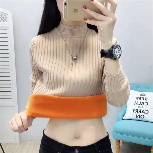 Plush and thickened high neck womens sweater womens autumn and winter wear 2021 new fashion loose warm base coat