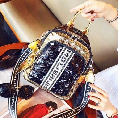 Sequines Rivet Womens Backpack Microfiber Synthetic Leather Shoulder Bags Brand Mochilas Para Mujer Fashion Back Pack