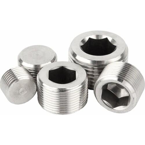 1/8" 1/4" 3/8" 1/2" 3/4" BSP Male 304 SS Pipe Fitting Countersunk Plug Internal Hex Head Socket