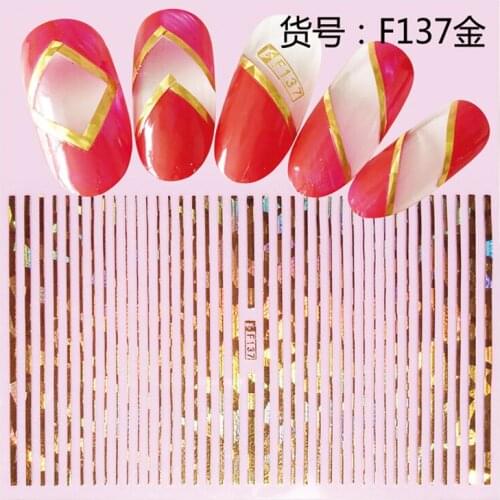 Black and white gold and silver geometric lines nail stickers adhesive art nail accessories decorative nail stickers 10PCS