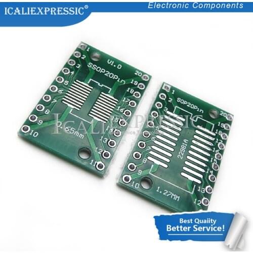 10PCS SOP20 SSOP20 TSSOP20 to DIP20 Pinboard SMD To DIP Adapter 0.65mm/1.27mm to 2.54mm DIP Pin Pitch PCB Board Converter