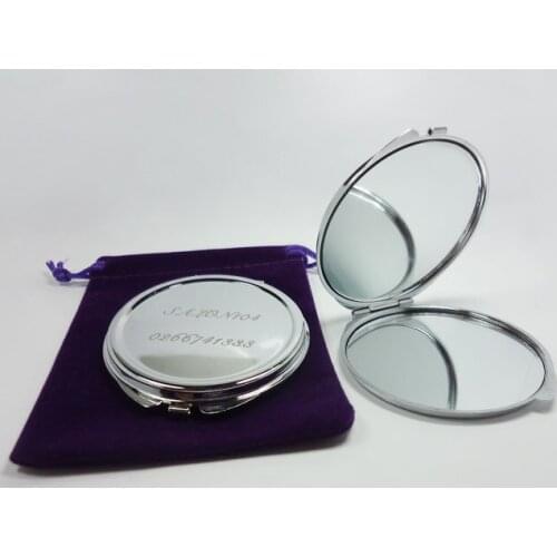 100X FREE Personalized compact mirror wedding favor bridesmaid gifts Free engraving+ FREE Purple Velvet Pouch