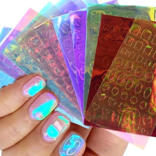 11sheets/pack Ice Gel Nail Sticker Decals Aurora Nails Tips Paper Decoration Korean Style Nail Art Patch NON-ADHESIVE
