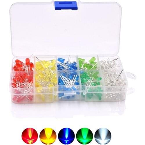 2020 300pcs 3mm 5mm LED Light White Yellow Red Green Blue Assorted Kit DIY LEDs Set 3V 20mA