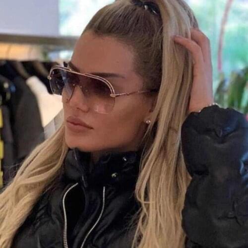 2020 Popular Fashion Pilot Sunglasses For Women Luxury Brand Designer Retro Oversized Sun Glass Metal Half Frame Goggles UV400