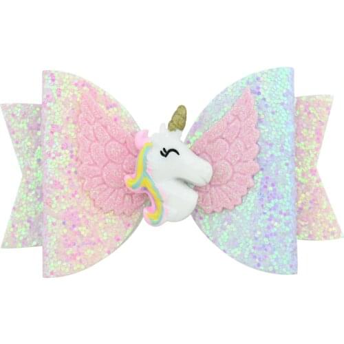 3.5 inch Glitter Angle Wing Hair Bows Unicorn Bows Girls Hairpins Fairy Clips Handmade Chunky Barrettes Party Outfit Headwear