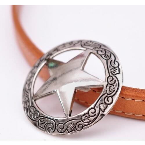 37X37MM 10PC 1-1/2"Autique Sliver Western Engraved Texas Ranger Star Conchos Leather Craft Decor Screw Back