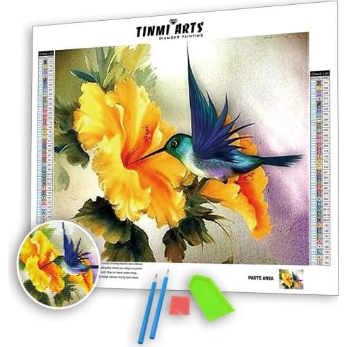 5D DIY Diamond Paintings Full Drill Round Flower and Bird Mosaic Art Embroidery Animals Pattern Handmade Sticker Decoration Home