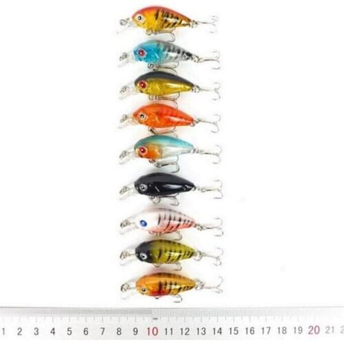 9pcs/lot Mini Minnow Fishing Lures Bass CrankBait Crank Bait Wobblers Fishing Tackle 4.5cm 4g