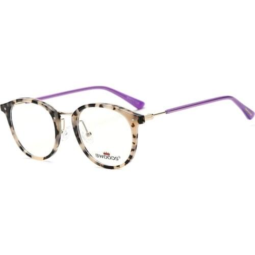 BW1012 Handmade Acetate Prescription Eyeglasses Women Metal Bridge Eyewear