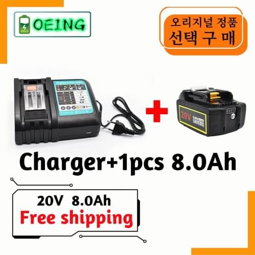 NEWEST BL1860 Rechargeable Battery 20V 8000mAh Lithium ion for Makita 20v Battery BL1840 BL1850 BL1830 BL1860B LXT 400+charger