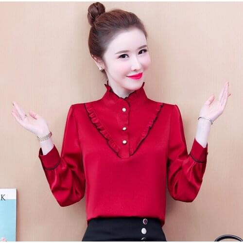 Chikichi 2021 Spring New Fashion Shirt Satin Shirt Temperament Long Sleeve Top Women Blouses Plus Size Blouse