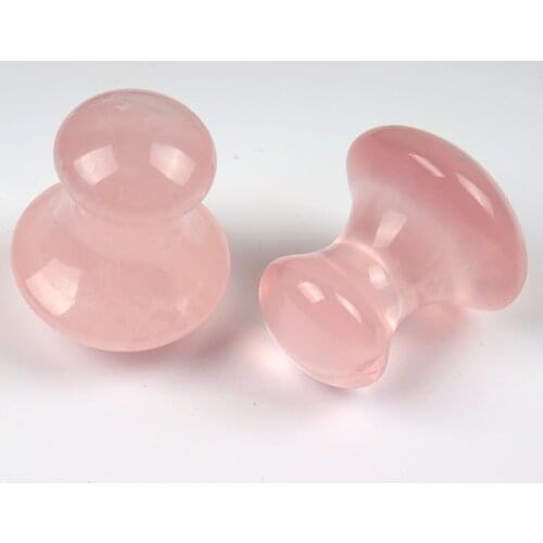 2 PCS Rose Quartz Mushroom Face Neck Eye Massager Natural Stone Crystal Gua Sha Health Skin Care Tool Body Back Massage Healing
