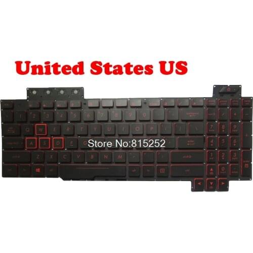 Laptop Keyboard For ASUS FX80 FX80G FX80GE FX80GM FX80GD United States US With Red Backlit Black V170746ES1