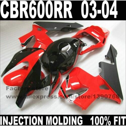 ABS plastic injection fairings kits for 2003 2004 HONDA CBR 600 F5 CBR 600 RR CBR600 RR 03 04 red black fairing parts