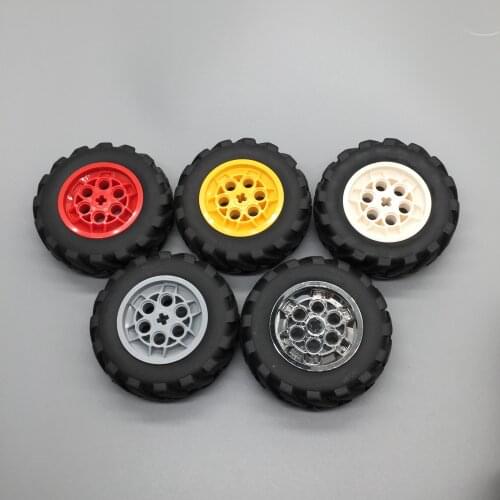 MOC technology racing building block 32019 + 86652 62.4x20mm off road hub tire assembly structure childrens toy ev3
