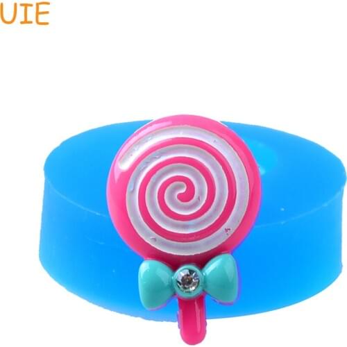 KYL118U Diamond Lollipop Silicone Mold with Bow Fondant Craft Polymer Clay Candy Fudge Ice Cream Plaster 28mm