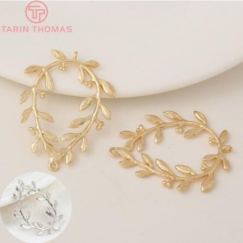 6CPS 23x30MM 24K Gold Color Plated Brass Hollow Flower Vine Charms Pendants High Quality For DIY Jewelry Making
