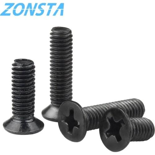 M1.2 M1.4 M1.6 M2.5 M3.5 M4 M5 Flat Head Mini Micro screw Black Carbon Steel Countersunk Head Bolt Notebook Small Screws DIY