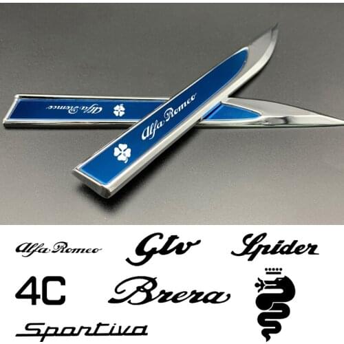 2PCS 3D Metal Emblem Badge Car Body Side Decoration Sticker For alfa romeo 159 147 156 mito 4C giulia giulietta Sportiva